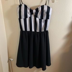 Black and white striped dress